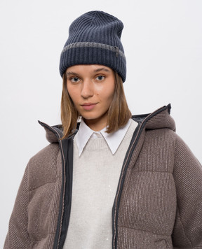 Brunello Cucinelli Синя шапка з кашеміру з ланцюжком моніль M12504979