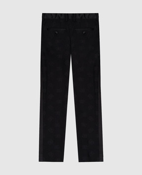 Dolce&Gabbana Детские черные брюки с шерстью с узором логотипа L44P04FJBAK