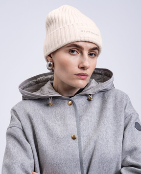 Givenchy Біла шапка з вовни і кашеміру з логотипом 710009349003