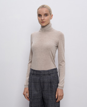 Brunello Cucinelli Бежевий гольф з кашеміру та шовку M13800063P