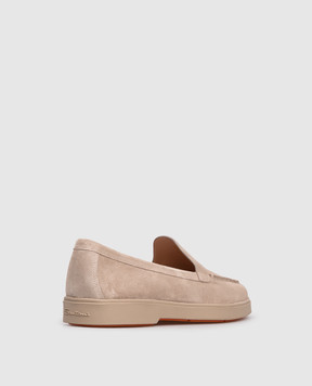 Santoni Бежевые замшевые лоферы с логотипом WUYA58856TTGNPYL