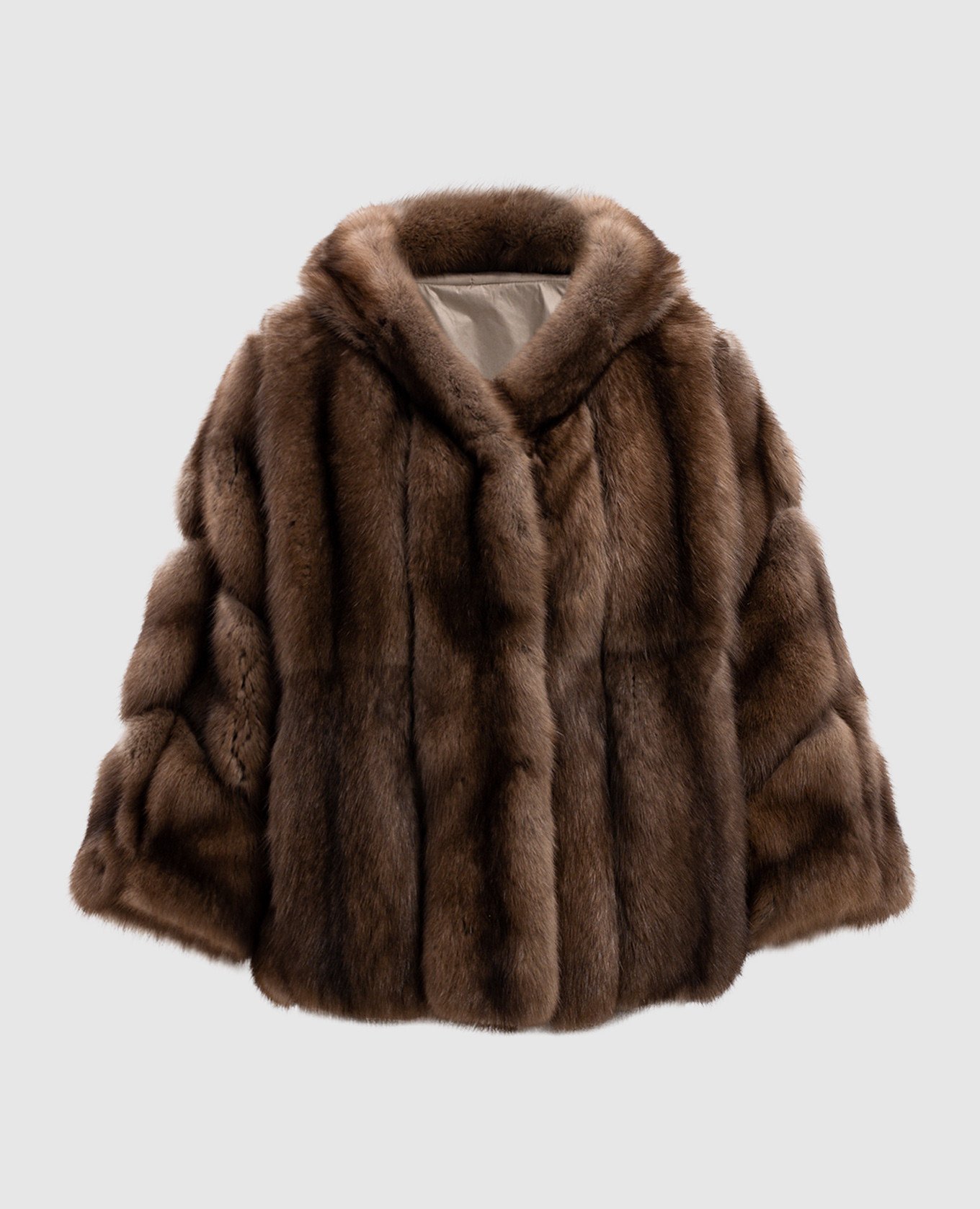 

Двусторонняя шуба из меха соболя с цепочками, Коричневый, Шубы