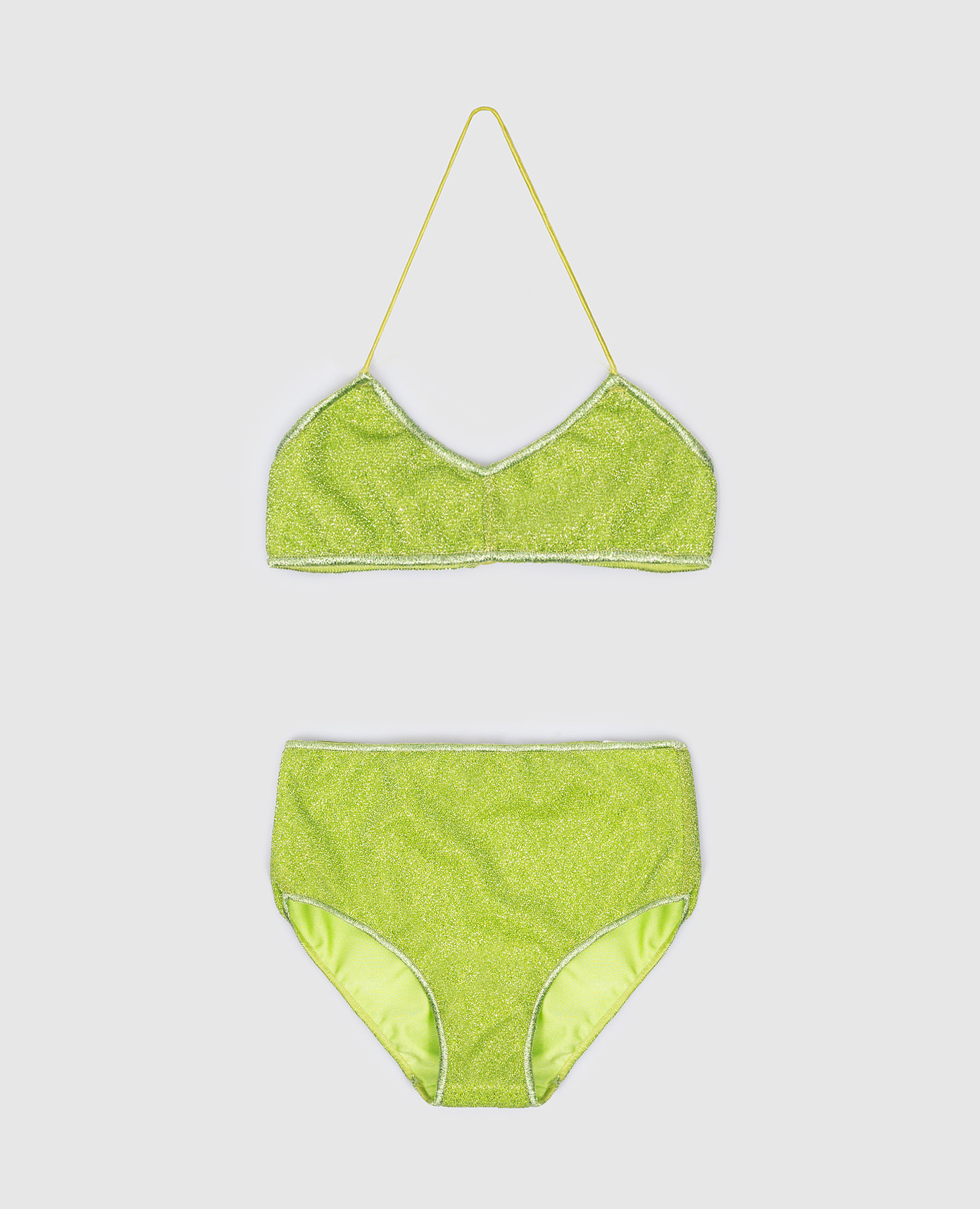 Children's green swimsuit OSEMINI LUMIERE BRA HIGH WAISTED with lurex