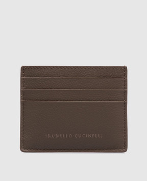Brunello Cucinelli Коричневий шкіряний картхолдер з логотипом MWEID2713