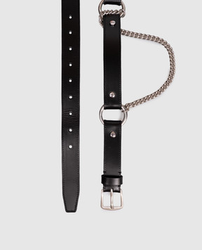 Ann Demeulemeester Чорний шкіряний ремінь Dine з ланцюжком B0013254LT128