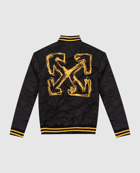 Off-White Детский стеганый черный бомбер с вышивкой логотипа OBEH001S25FAB001