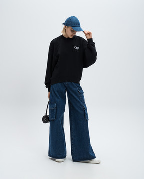 Off-White Черный свитшот с вышивкой логотипа OW OWBA075F24FLE003