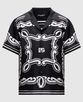 Dolce&Gabbana Черная рубашка из шелка в принт Bandana G5JH9THI1WF