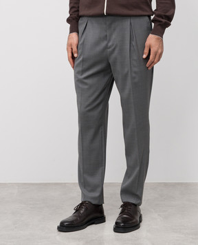 Brunello Cucinelli Серые брюки из шерсти с патчем логотипа MH2443030F