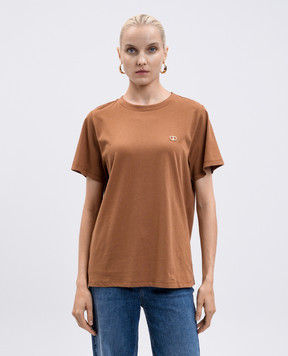 Twinset Коричнева футболка з логотипом 252TP2057