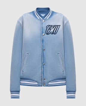 Off-White Голубой джинсовый бомбер с вышивкой логотипа OWEK006S25DEN001