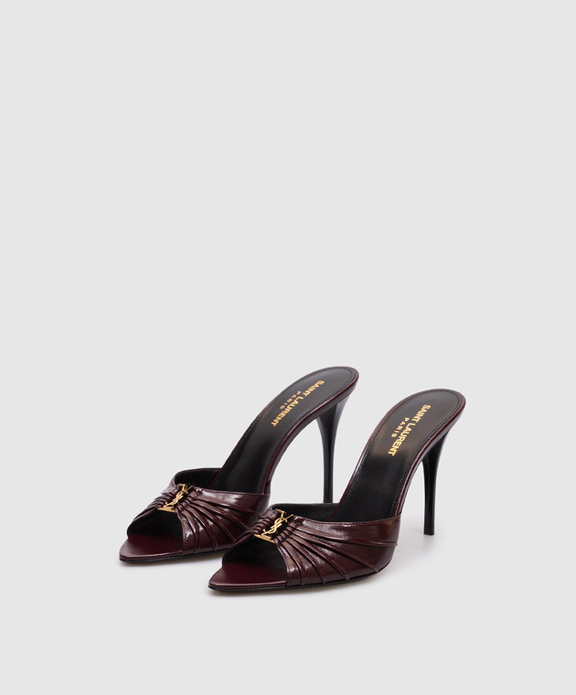 Saint Laurent Бордовые кожаные мюли Вabylone 819075AAEHF изображение 2