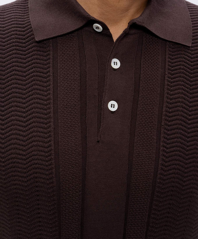 Brunello Cucinelli Коричневе поло у візерунок M29203305 зображення 5