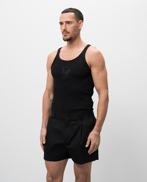 Dolce&Gabbana Черная майка в рубке с логотипом G8PA8ZG7N4G