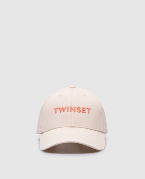 Twinset Бежевая кепка с фактурной вышивкой логотипа 241TO5150