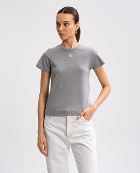 Alexander McQueen Сіра футболка з вишивкою емблеми логотипа 819193QLAEH