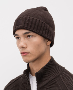 Stone Island Коричнева шапка з кашеміру з емблемою K2S15N100015S00FD