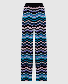 Missoni Сині штани кльош з вовною у візерунок DS24WI01BK036W