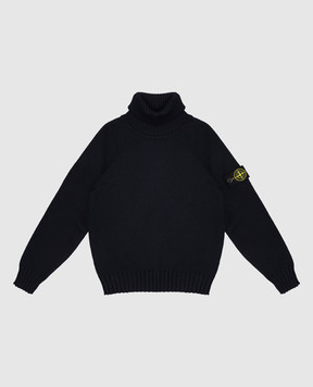 Stone Island Детский синий свитер с патчем логотипа 8116504A21012