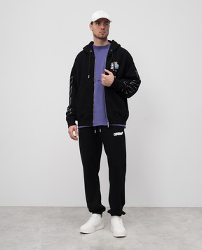 Off-White Чорна спортивна куртка з принтом OMBE015S25FLE001