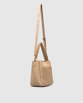 Twinset Бежевая кожаная сумка Forever с логотипом 251TD8332