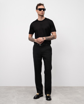 Dolce&Gabbana Черная футболка из шелка с логотипом монограмма G8RN8ZFU75F