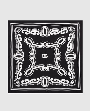 Dolce&Gabbana Черный платок из шелка в принт Bandana GQ348EG0WT6