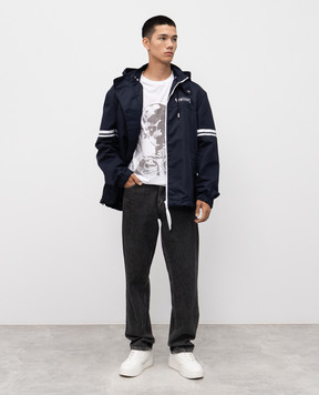 Alexander McQueen Синя куртка з вишивкою логотипа 827520QRAAK