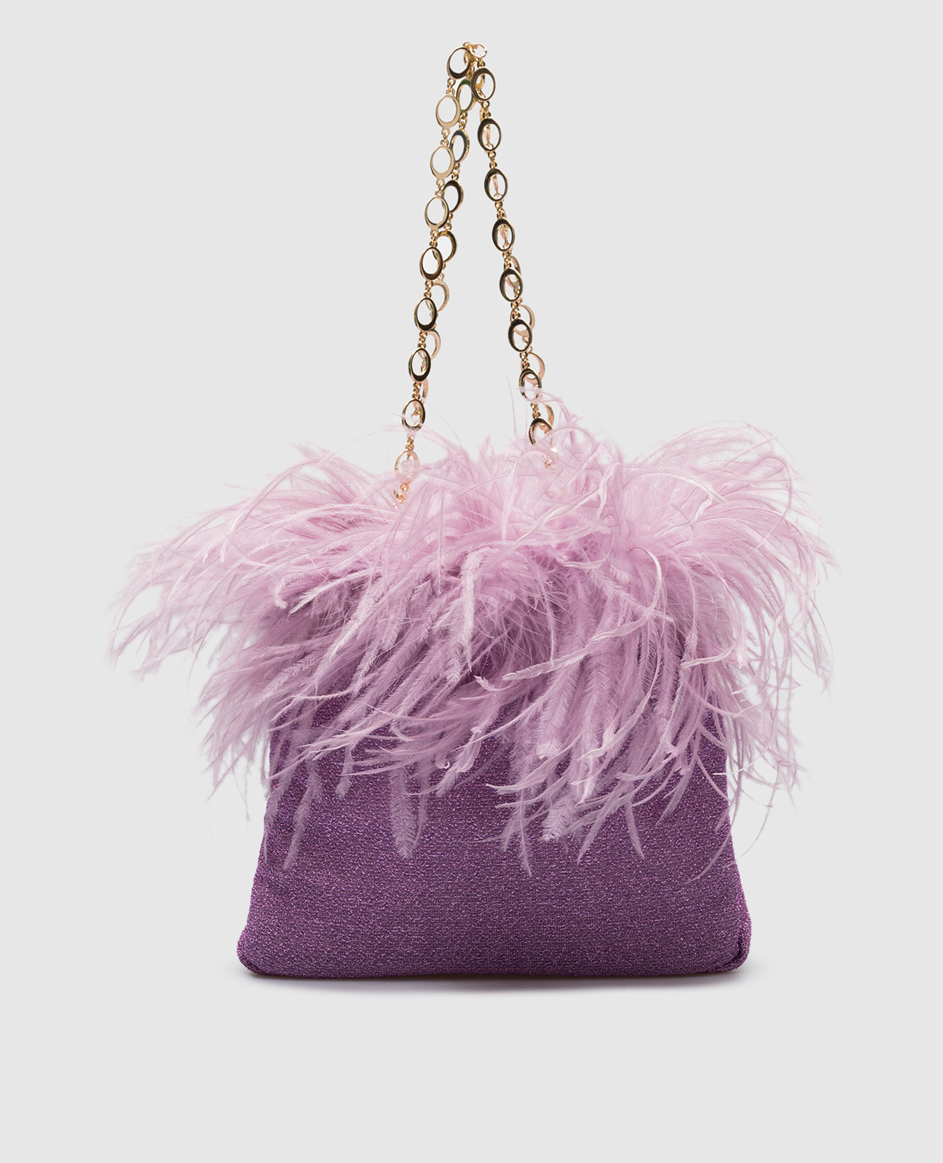 Purple lumière plumage bag with ostrich feathers