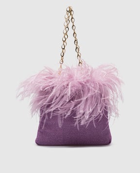 Oseree Фиолетовая сумка lumiеre plumage со страусиными перьями BGS249LUREXPLUMAGE