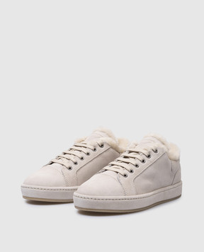 Giuseppe Zanotti Бежевые замшевые кеды City на меху. RW40001
