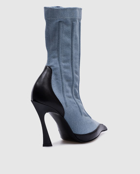 Thierry Mugler Голубые комбинированные ботильоны Corset MUWFW2425SC025TX041