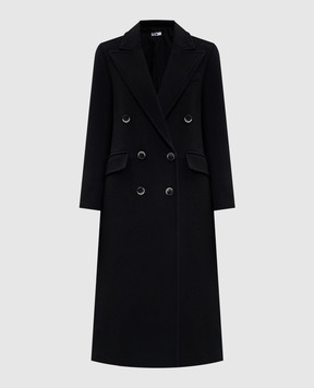 Twinset Черное двубортное пальто с шерстью 252LI2BBB