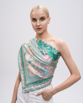 Versace Зеленый платок из шелка в принт 10016001A15541