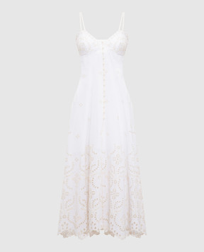 Charo Ruiz Белое платье Mutti с леном с вышивкой 244620