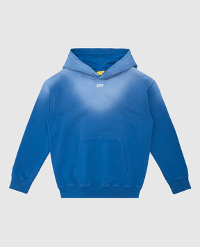 Off-White Детское синее худи с эффектом потертости OBBB001S25FLE005