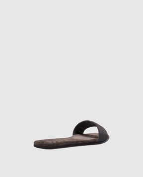 Brunello Cucinelli Коричневые замшевые шлепанцы MZMIC2631