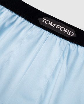 Tom Ford Голубые трусы-боксеры из шелка с логотипом T4LE41010