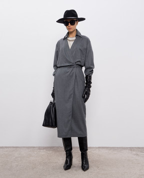 Brunello Cucinelli Серое платье на запах ME226A5395
