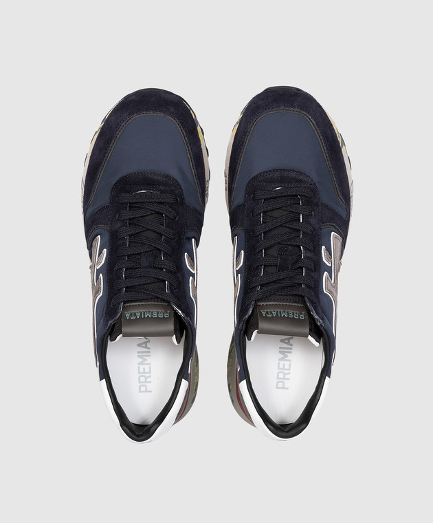 Premiata Синие комбинированные кроссовки Mick с логотипом MICK изображение 4