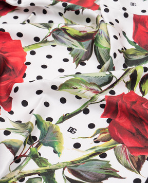 Dolce&Gabbana Белый платок из шелка с цветочным принтом и логотипом. FN092RGDCQT