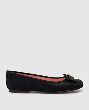 Pretty Ballerinas Дитячі чорні балетки Hermione з люрексом з кристалами 51270