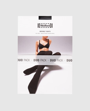 Wolford Набор черных колгот Merino tights 200 Den с шерстью 11336
