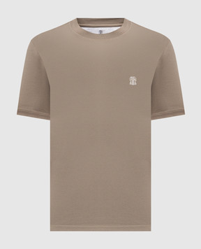 Brunello Cucinelli Футболка цвета хаки с принтом логотип логотип M0B138440