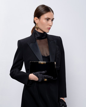 Dolce&Gabbana Черный бархатный клатч Marlene с гравировкой логотипа BB7620A4195