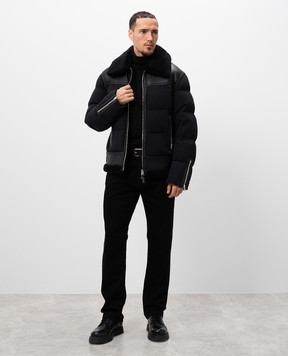 Mackage Черный пуховик ROBERT с кожаными вставками с мехом ROBERT