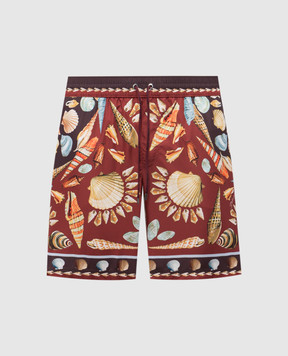 Dolce&Gabbana Коричневі шорти для плавання в принт M4F50TFIM6Z