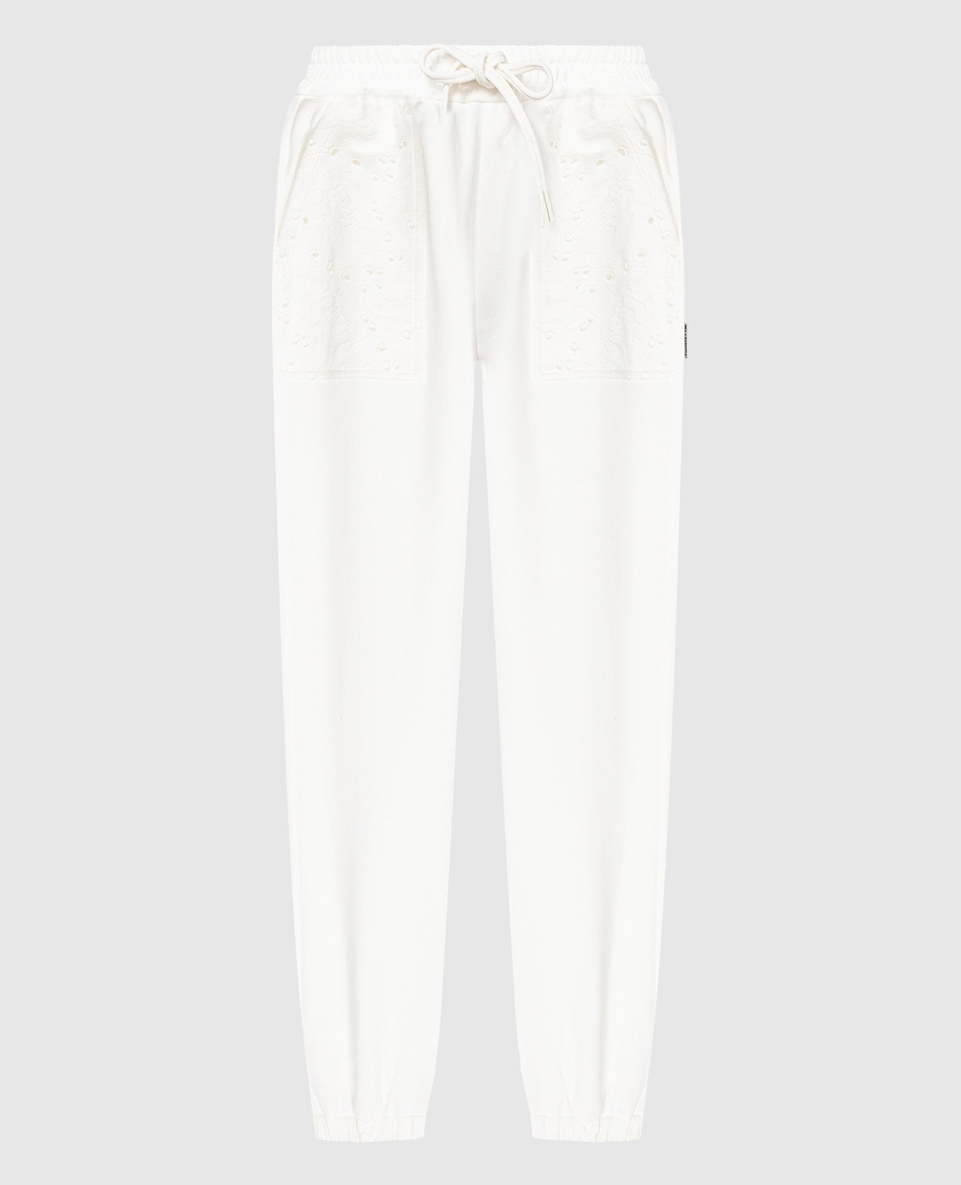 White joggers with embroidery