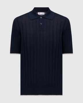 Brunello Cucinelli Синее поло с льном M2L707605