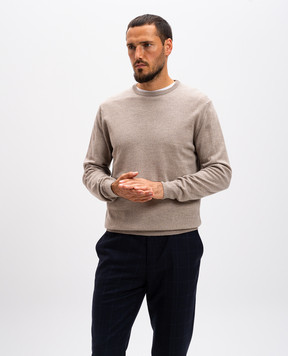 Cashmere&Whiskey Бежевый меланжевый джемпер из шерсти мериноса 92392
